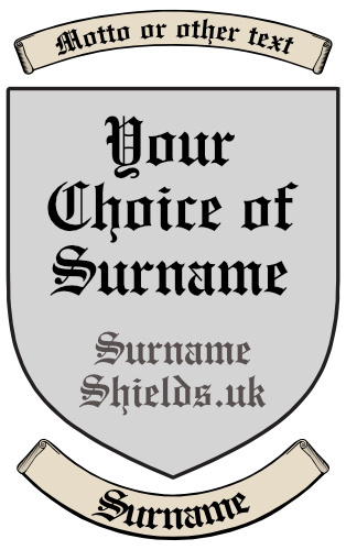 Surname shield (coat of arms or family crest) your choice of surname
