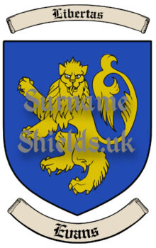 Evans Wales Surname Shield (Coat of Arms of Family Crest)