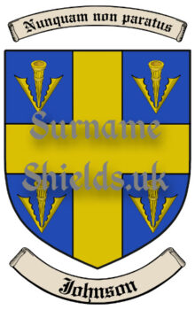 Johnson England Surname Shield (Coat of Arms of Family Crest)