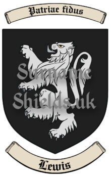 Lewis Wales Surname Shield (Coat of Arms of Family Crest)