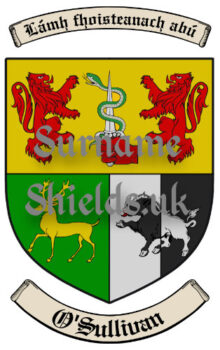 O'Sullivan Surname Shield (Coat of Arms of Family Crest)